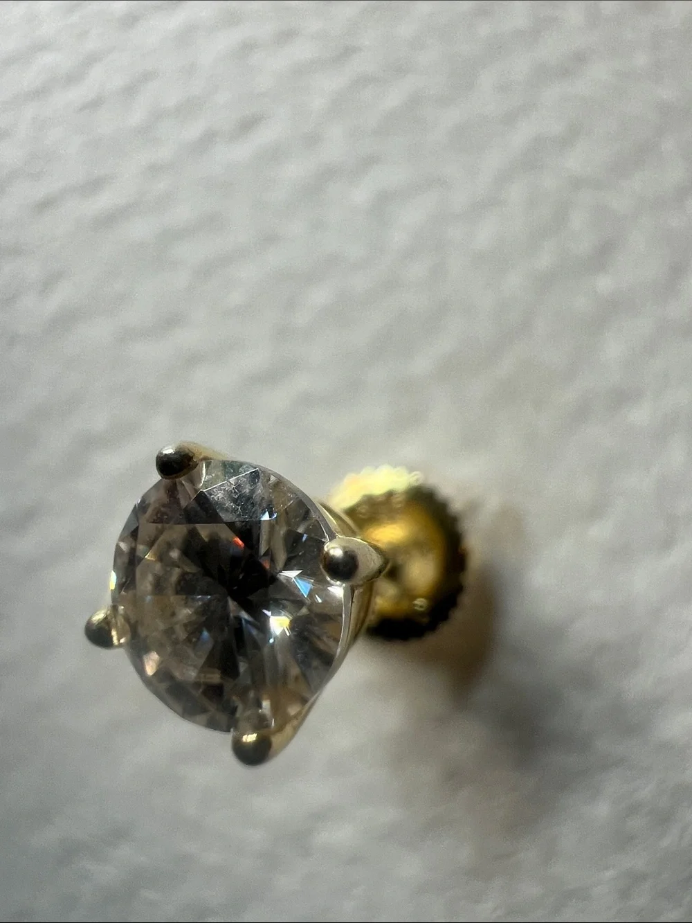 Sterling Silver Clear Stone Stud Earrings in Gold-Tone Setting